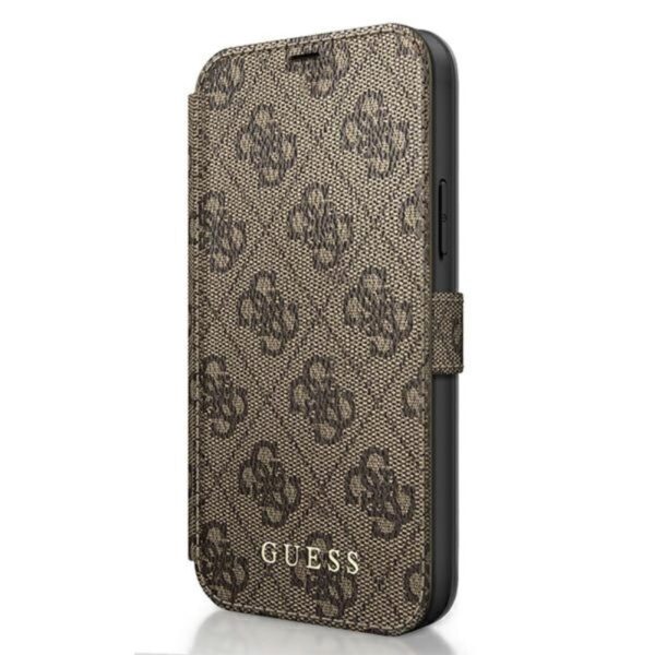 Guess Booktype 4G Charms kolekcija – dėklas iPhone mini (ruda)