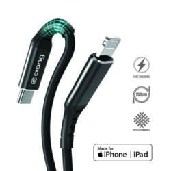 Crong Armor Link – USB-C su Lightning MFi pintas laidas 150 cm (juodas)