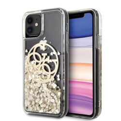 Guess Liquid Glitter Circle logotipas – iPhone 11 dėklas (auksinis)