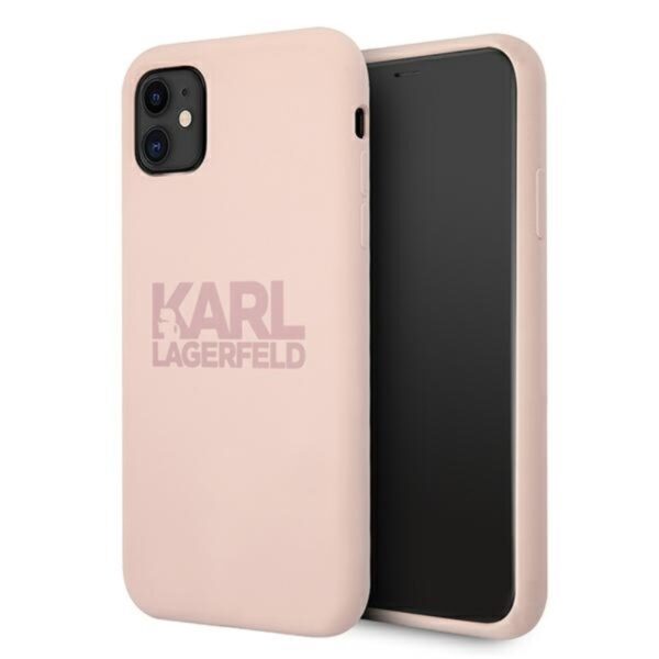 5FEBE09E-3654-EC11-91AD-2CEA7FB072AA.jpg Karl Lagerfeld Silicone Stack logotipas – iPhone 11 dėklas (rožinis)