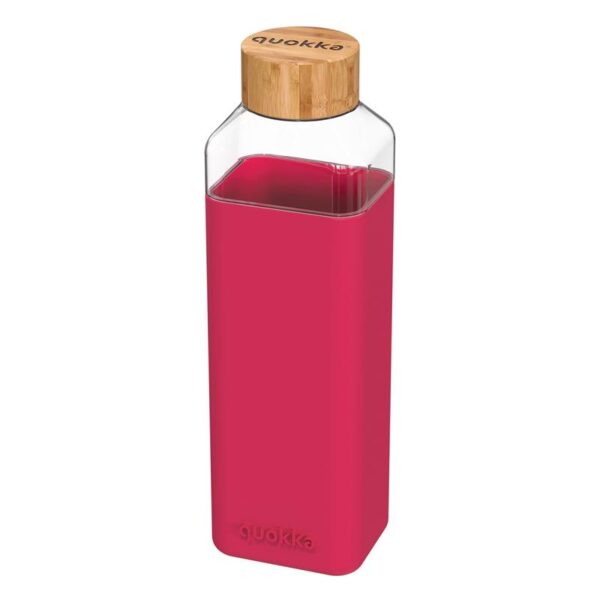Quokka Storm - stiklinė, suapvalinta gertuvė su silikoniniu dangteliu 700ml (Maroon)