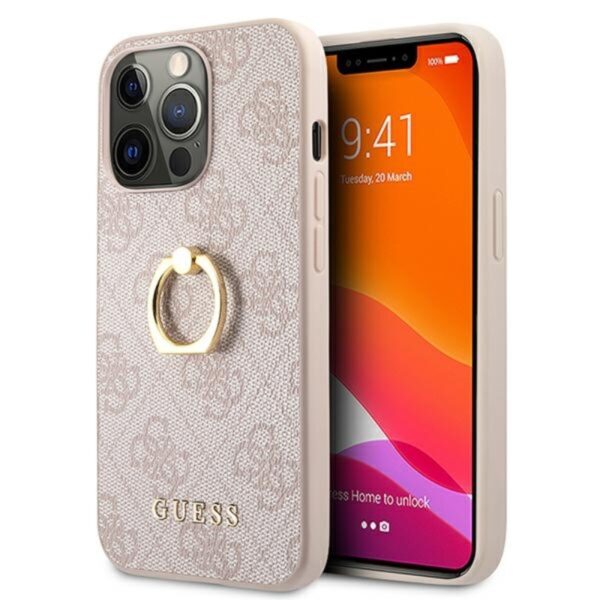 Guess 4G Ring Case – dėklas, skirtas iPhone 13 Pro (rožinis)