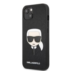 Karl Lagerfeld Saffiano Ikonik Karl's Head – dėklas, skirtas iPhone 13 Mini (juodas)