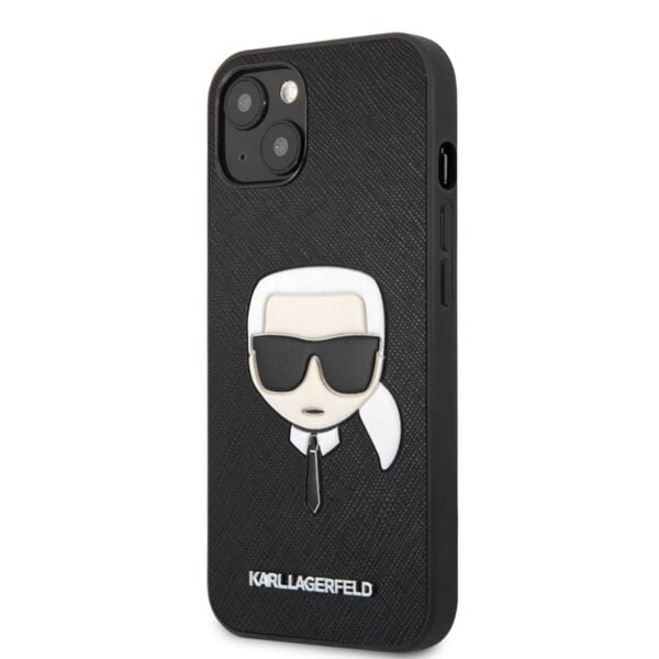 64905F17-3754-EC11-91AD-2CEA7FB072AA.jpg Karl Lagerfeld Saffiano Ikonik Karl's Head – dėklas, skirtas iPhone 13 Mini (juodas)