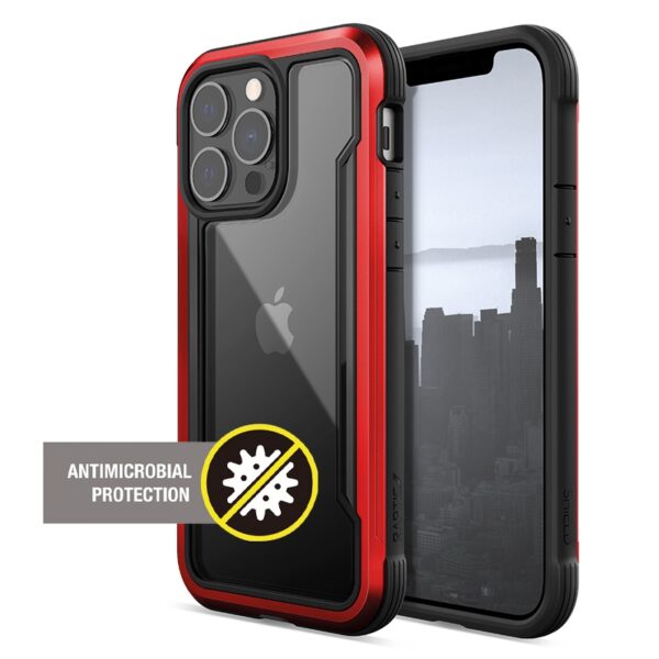 X-Doria Raptic Shield Pro – dėklas, skirtas iPhone 13 Pro (antibakterinis) (raudonas)