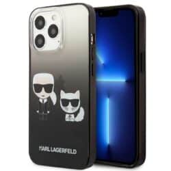 Karl Lagerfeld Gradient Ikonik Karl & Choupette – dėklas, skirtas iPhone 13 Pro (juodas)