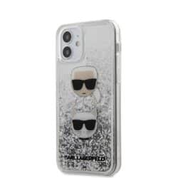 Karl Lagerfeld Liquid Glitter 2 Heads – dėklas, skirtas iPhone 12 Mini (sidabrinis)