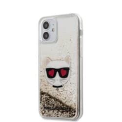 Karl Lagerfeld Liquid Glitter Choupette – iPhone 12 mini dėklas (auksinis)