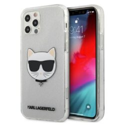 Karl Lagerfeld Choupette Head Glitter – dėklas, skirtas iPhone 12 Pro Max (sidabras)
