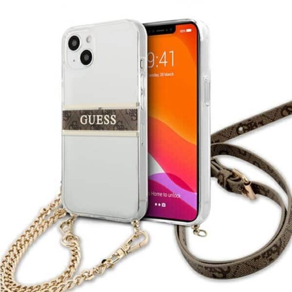 Guess 4G Gold Stripe Crossbody – dėklas, skirtas iPhone 13