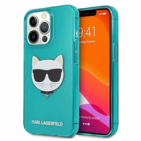 Karl Lagerfeld Choupette Head – dėklas, skirtas iPhone 13 Pro (Fluo Blue)