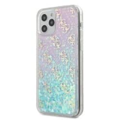 Guess 4G Liquid Glitter – dėklas iPhone 12 Pro Max (rožinė / mėlyna)