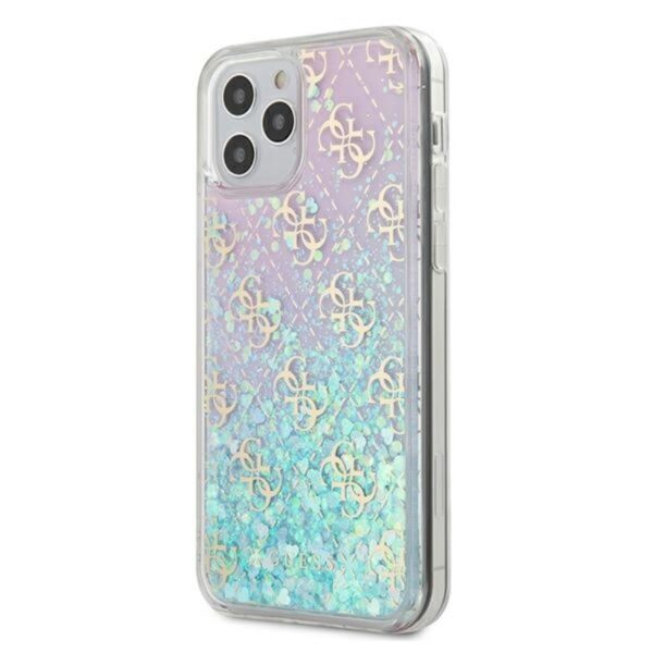 Guess 4G Liquid Glitter – dėklas iPhone 12 Pro Max (rožinė / mėlyna)
