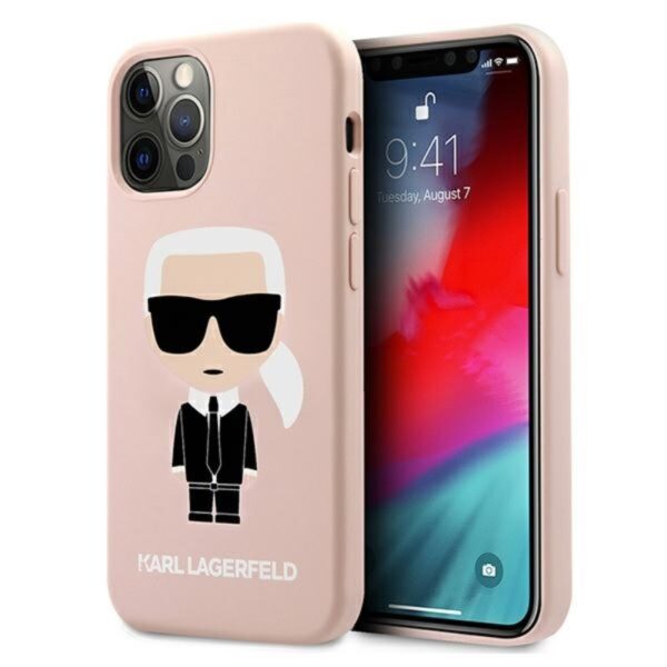 Karl Lagerfeld Fullbody Silicone Iconic – iPhone 12 Pro Max dėklas (šviesiai rožinis)