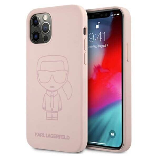 Karl Lagerfeld Silicone Ikonik Outline – dėklas, skirtas iPhone 12 / iPhone 12 Pro (rožinis)
