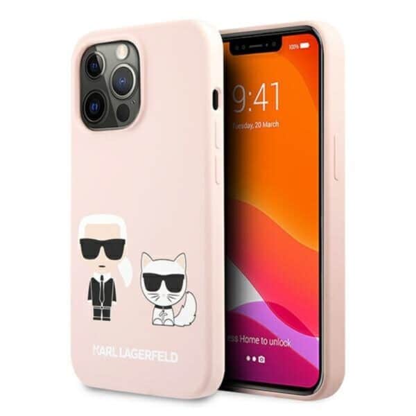 Karl Lagerfeld Slilicone Karl & Choupette – dėklas, skirtas iPhone 13 Pro (rožinis)