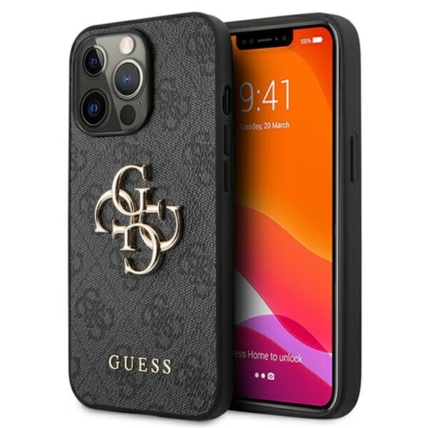 Guess 4G Big Metal Logo – dėklas, skirtas iPhone 13 Pro (pilkas)