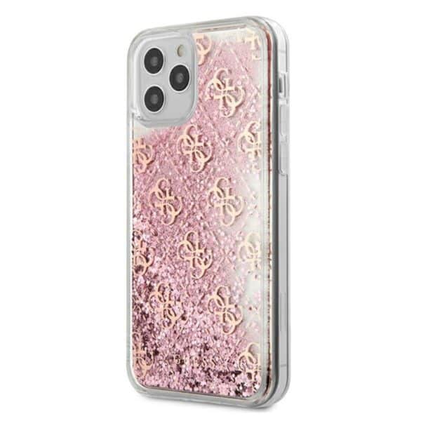 Guess 4G Liquid Glitter – dėklas iPhone 12 Pro Max (rožinė)