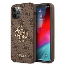 Guess 4G Big Metal Logo – dėklas, skirtas iPhone 12 Pro Max (rudas)