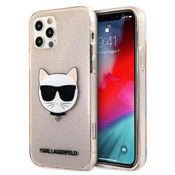 Karl Lagerfeld Choupette Head Glitter – dėklas, skirtas iPhone 12 Pro Max (auksinis)