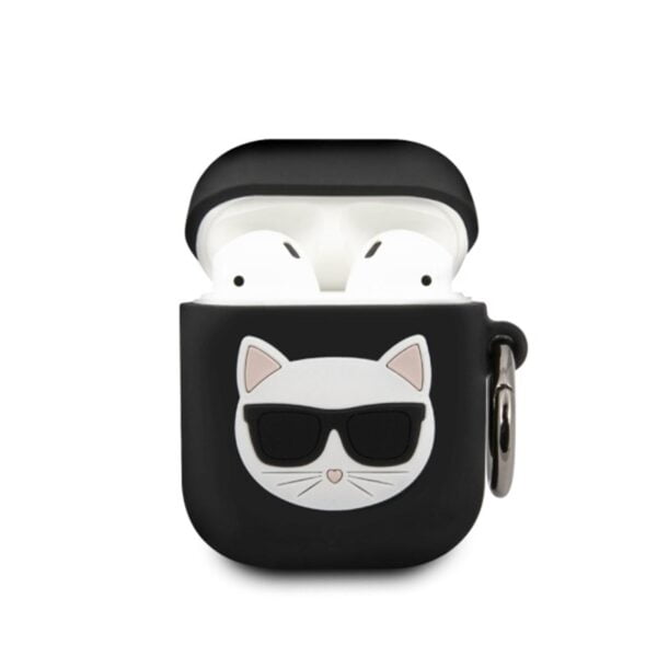Karl Lagerfeld Choupette 3D – Apple Airpods dėklas (juodas)