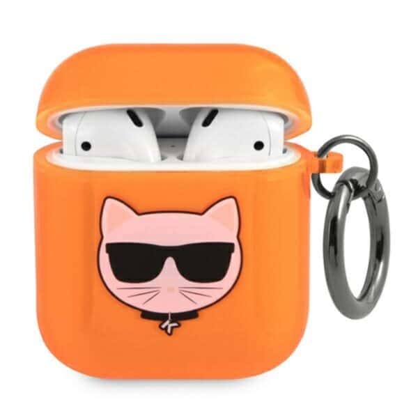 Karl Lagerfeld Choupette Head – Airpods dėklas (fluo oranžinė)