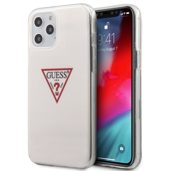 „Guess Triangle“ logotipas – „iPhone 12 Pro Max“ dėklas (baltas)