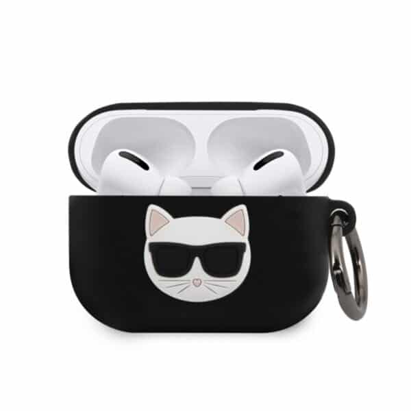 Karl Lagerfeld Choupette 3D – dėklas Apple Airpods Pro (juodas)