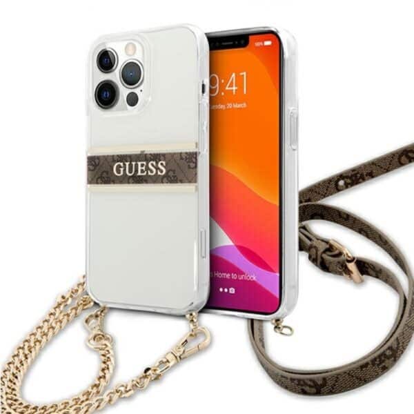 Guess 4G Gold Stripe Crossbody – dėklas, skirtas iPhone 13 Pro