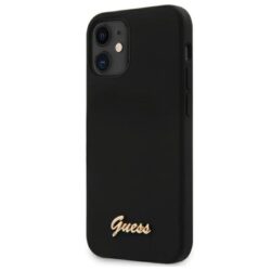 Guess Silicone Script – dėklas, skirtas iPhone 12 mini (juodas)