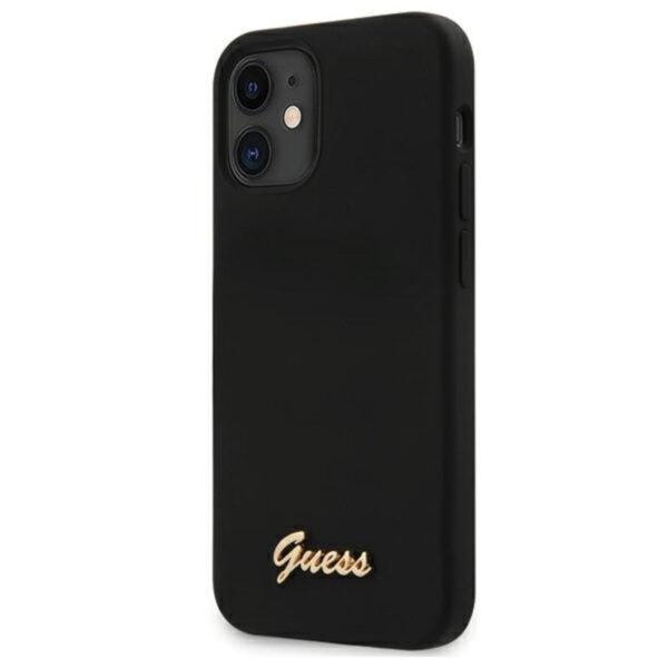 Guess Silicone Script – dėklas, skirtas iPhone 12 mini (juodas)