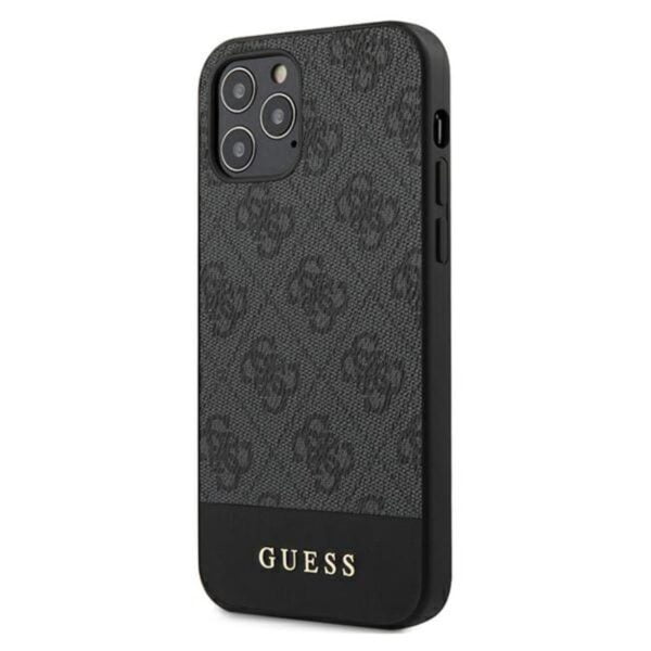 „Guess 4G Bottom Stripe Collection“ – „iPhone 12“ / „iPhone 12 Pro“ dėklas (pilkas)