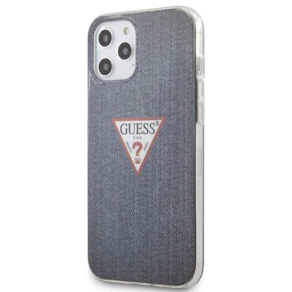 Guess Denim Triangle Dk – dėklas iPhone 12 Pro Max (tamsiai mėlyna)