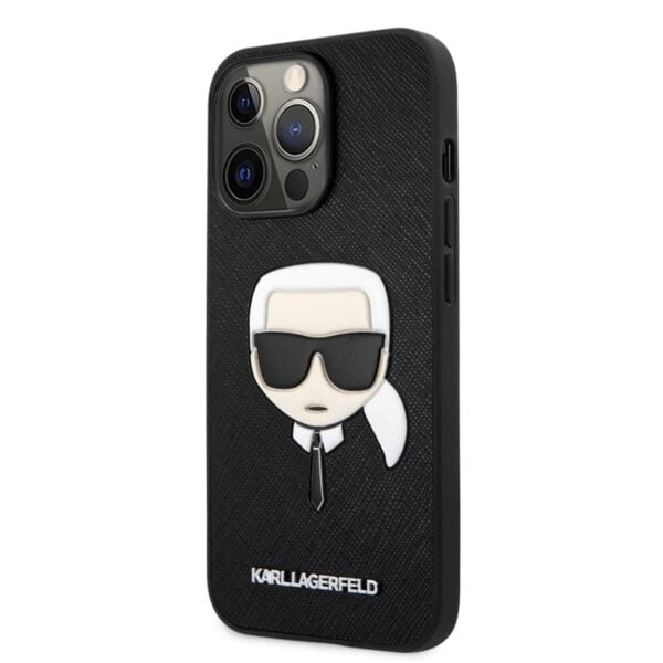 Karl Lagerfeld Saffiano Ikonik Karl's Head – dėklas, skirtas iPhone 13 Pro Max (juodas)