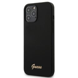 Guess Silicone Script – dėklas, skirtas iPhone 12 Pro Max (juodas)