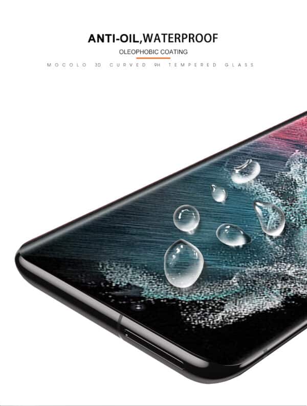 Mocolo 3D 9H Full Glue – viso ekrano apsauginis stiklas Samsung S22 Ultra (juodas)