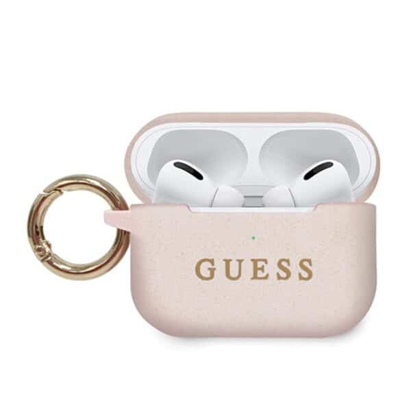 „Guess“ silikoninis dėklas – „AirPods Pro“ dėklas (šviesiai rožinis)
