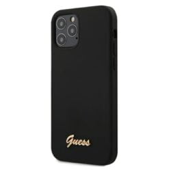 Guess Silicone Script – dėklas, skirtas iPhone 12 / iPhone 12 Pro (juodas)