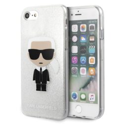 Karl Lagerfeld Iconic Karl – dėklas iPhone SE 2020 / 8 / 7 (sidabro blizgesys)