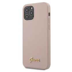 „Guess Silicone Script“ – dėklas, skirtas „iPhone 12“ / „iPhone 12 Pro“ (rožinis)