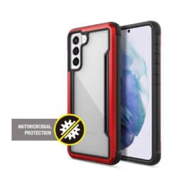 X-Doria Raptic Shield – aliuminio dėklas, skirtas Samsung Galaxy S21 (antimikrobinė apsauga) (raudona)