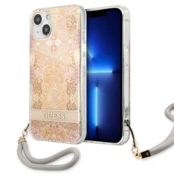 Guess Flower Cord – iPhone 13 dėklas (auksinis)