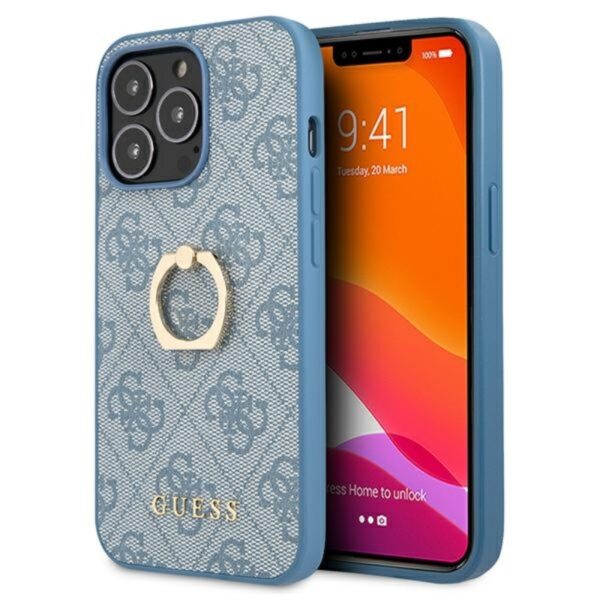 Guess 4G Ring Case – dėklas, skirtas iPhone 13 Pro (mėlynas)