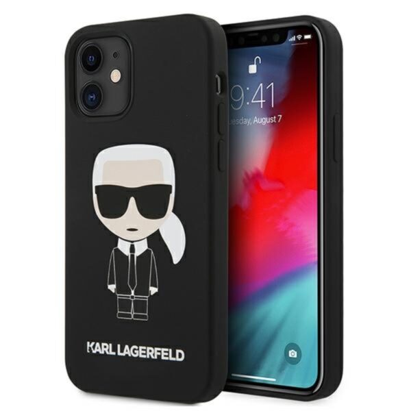 Karl Lagerfeld Fullbody Silicone Iconic – iPhone 12 Mini dėklas (juodas)