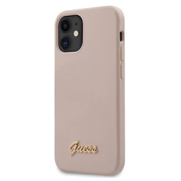 Guess Silicone Script – dėklas, skirtas iPhone 12 mini (rožinis)