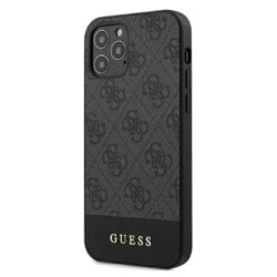 Guess 4G Bottom Stripe Collection – dėklas, skirtas iPhone 12 Pro Max (pilkas)