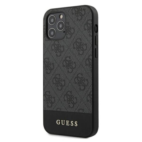 Guess 4G Bottom Stripe Collection – dėklas, skirtas iPhone 12 Pro Max (pilkas)