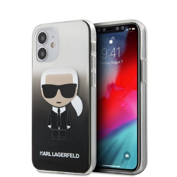 Karl Lagerfeld Iconik Gradient – dėklas, skirtas iPhone 12 Mini (juodas)