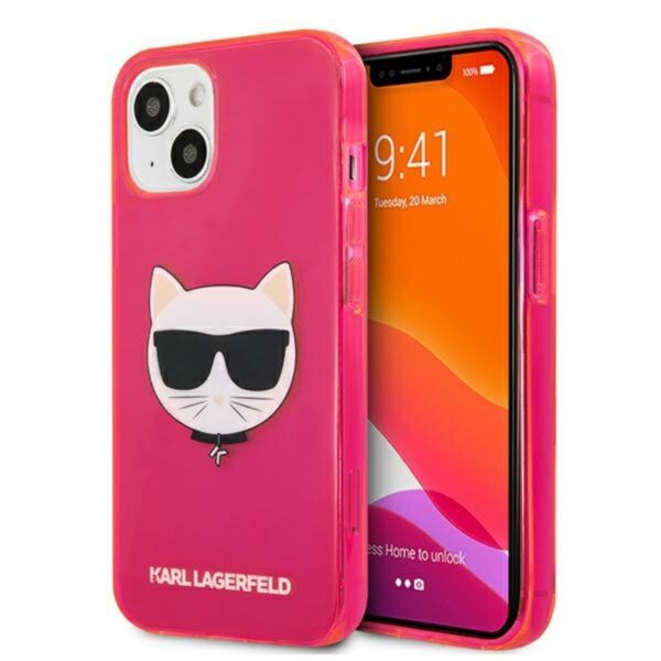 Karl Lagerfeld Choupette Head – dėklas, skirtas iPhone 13 mini (Fluo Pink)