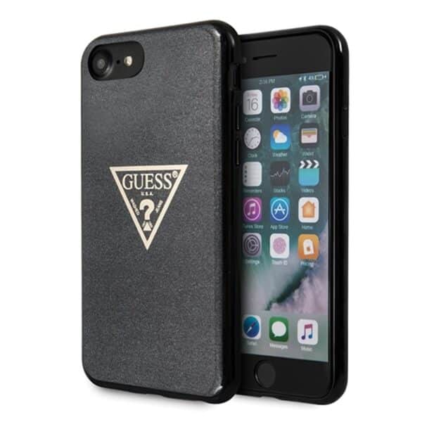 Guess Solid Glitter Triangle – iPhone 8/7 dėklas (juodas)